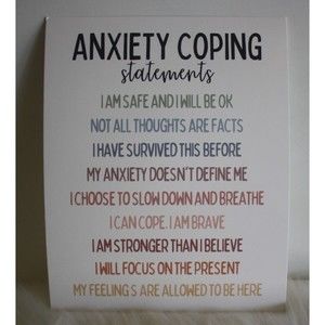 Anxiety Coping Statements Cardstock Inspirational Poster Colorful Unframed NIP